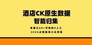 酒店CK原生数据智能归集 单窗口60+可矩阵0人工 必做蓝海小众项目-汇创资源网-一个提供最全的虚拟资源网站