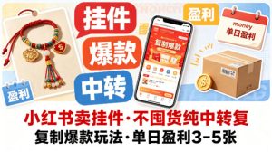 小红书卖挂件，不囤货纯中转复制爆款玩法，单日盈利3-5张-汇创资源网-一个提供最全的虚拟资源网站
