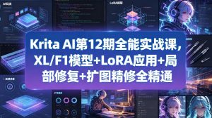 Krita AI全能实战课 XL/F1模型+LoRA应用+局部修复+扩图精修全精通-汇创资源网-一个提供最全的虚拟资源网站
