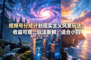 视频号分成计划现实主义风景玩法，收益可观，玩法新鲜，适合小白-汇创资源网-一个提供最全的虚拟资源网站