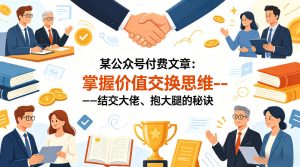某公众号付费文章：掌握价值交换思维—-结交大佬、抱大腿的秘诀-汇创资源网-一个提供最全的虚拟资源网站