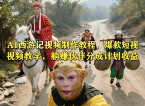 AI西游记视频制作教程,爆款短视频教学,躺賺伙伴分成计划收益 - 汇创资源网-一个提供最全的虚拟资源网站|汇创资源网-一个提供最全的虚拟资源网站