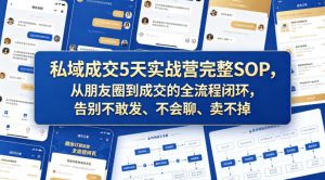 私域成交5天实战营完整SOP 朋友圈到成交的全流程闭环 - 汇创资源网-一个提供最全的虚拟资源网站|汇创资源网-一个提供最全的虚拟资源网站