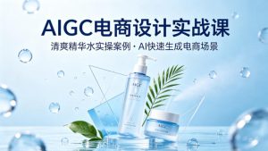AIGC电商设计实战课 以清爽精华水为实操案例 AI快速生成电商场景 - 汇创资源网-一个提供最全的虚拟资源网站|汇创资源网-一个提供最全的虚拟资源网站