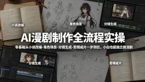 AI漫剧制作全流程实操 小说改编-角色场景-分镜生成-剪辑成片 - 汇创资源网-一个提供最全的虚拟资源网站|汇创资源网-一个提供最全的虚拟资源网站