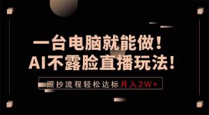 一台电脑就能做！AI不露脸直播玩法，照抄流程轻松达标月入2W+-汇创资源网-一个提供最全的虚拟资源网站
