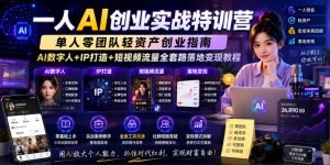 一人AI创业实战 单人轻资产创业指南 AI数字人+IP打造+短视频流量-汇创资源网-一个提供最全的虚拟资源网站