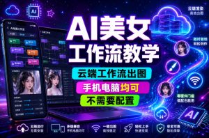 AI美女工作流教学 云端工作流出图 手机电脑均可 无需配置起号涨粉 - 汇创资源网-一个提供最全的虚拟资源网站|汇创资源网-一个提供最全的虚拟资源网站