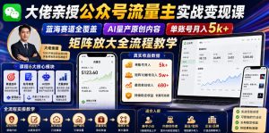 公众号流量主实战变现课 蓝海赛道全覆盖 AI量产原创内容 单号月5k-汇创资源网-一个提供最全的虚拟资源网站