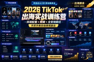 2026TK出海实战训练营 环境配置 剪辑 全变现路径 教你做跨境副业 - 汇创资源网-一个提供最全的虚拟资源网站|汇创资源网-一个提供最全的虚拟资源网站