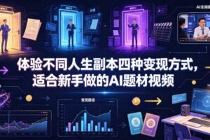 体验不同人生副本四种变现方式，适合新手做的AI题材视频-汇创资源网-一个提供最全的虚拟资源网站