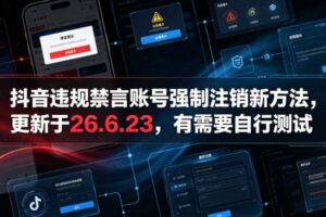 抖音违规禁言账号强制注销新方法,更新于26.6.23,有需要自行测试-汇创资源网-一个提供最全的虚拟资源网站