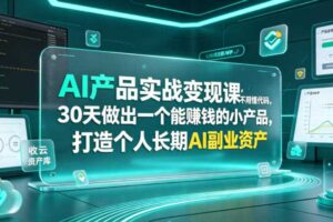 AI产品变现课 不懂代码30天做一个能賺钱的小产品 打造AI副业资产-汇创资源网-一个提供最全的虚拟资源网站