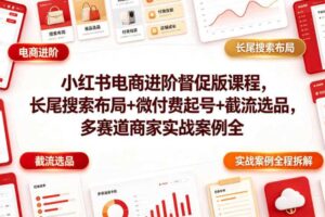 小红书电商课程 长尾搜索布局微付费起号截流选品商家实战案例拆解-汇创资源网-一个提供最全的虚拟资源网站