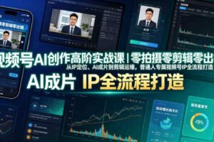 视频号AI创作高阶实战 0拍摄剪辑出镜 IP定位 AI成片到剪辑运维-汇创资源网-一个提供最全的虚拟资源网站