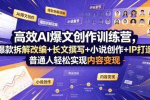 高效AI爆文创作训练营 爆款拆解改编+长文撰写+小说创作+IP打造-汇创资源网-一个提供最全的虚拟资源网站