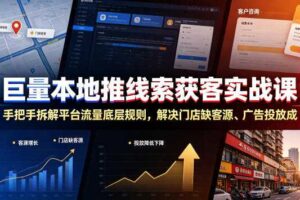 巨量本地推线索获客 拆解平台流量规则 解决各种痛点-汇创资源网-一个提供最全的虚拟资源网站