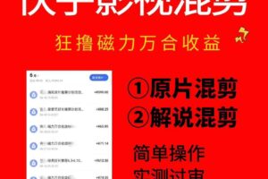 快手影视混剪项目 狂撸磁力万合收益 简单操作实测过审 一键拍同框|汇创资源网-一个提供最全的虚拟资源网站